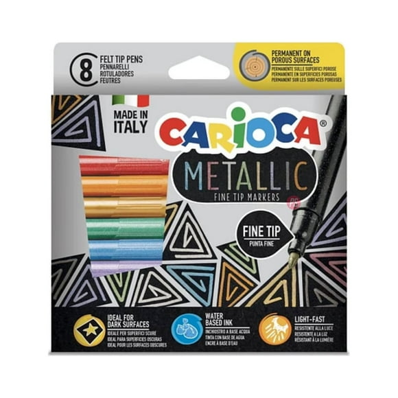 Plumones Metallic Punta Fina 8 Colores Carioca - PS