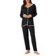 thumbnail image 2 of INSPIRE CHIC Conjunto de Pijama de Mujer de Rayón con Manga Larga y Cuello con Muesca, Ropa de Dormir con Ribete en Contraste, Conjunto de Pantalones Suaves para Estar en Casa XS Negro, 2 of 6