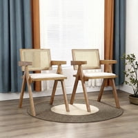 Pack 2 Silla Comedor Chandigarh Madera Natural Cojín Lino Venhoouse