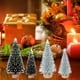 thumbnail image 3 of Árbol de Navidad en miniatura (6 piezas, pinos, sisal, adornos de nieve y escarcha con bases de madera para escenas en miniatura, manualidades y diseños navideños, varios tamaños), 3 of 7