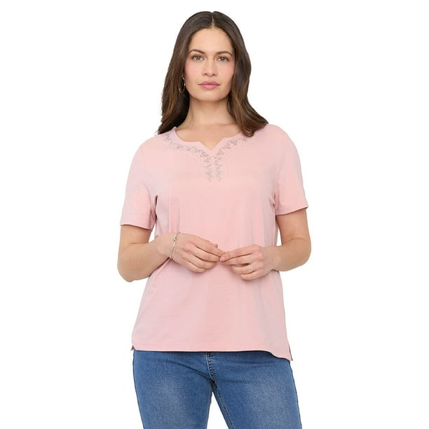 Polera Mujer Tachas Palo Rosa Corona