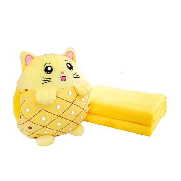 Set de manta y almohada de peluche para viaje para niños YUDONG 3 en 1, amarillo