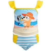 Bluey - Camiseta Tankini Y Braguita De Bikini Para Niñas Pequeñas, Azul Azulado 4T