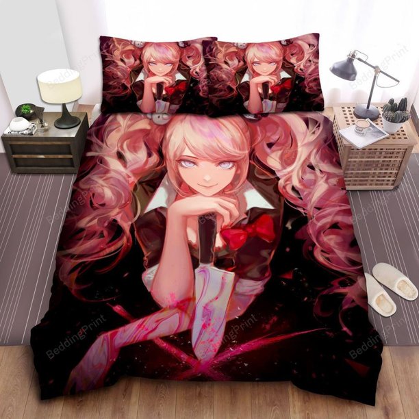 Danganronpa Junko Enoshima And Bloody Knife Digital Art Quilt Duvet Cover Set3-Piece Bedding Set