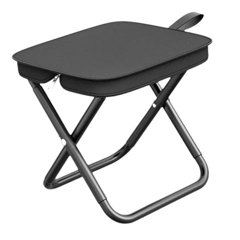 Ioensy - Taburete De Camping Con Reposapiés, Plegable, Pequeño, Para Picnic, Senderismo, Jardín, Color Negro