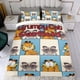 thumbnail image 4 of Gato Gruñón Conjunto de sábanas temático, trío de piezas, cómodo y amigable con la piel, diseño único, regalo de decoración para el hogar para familiares, amigos y fans,173X218cm, 4 of 6