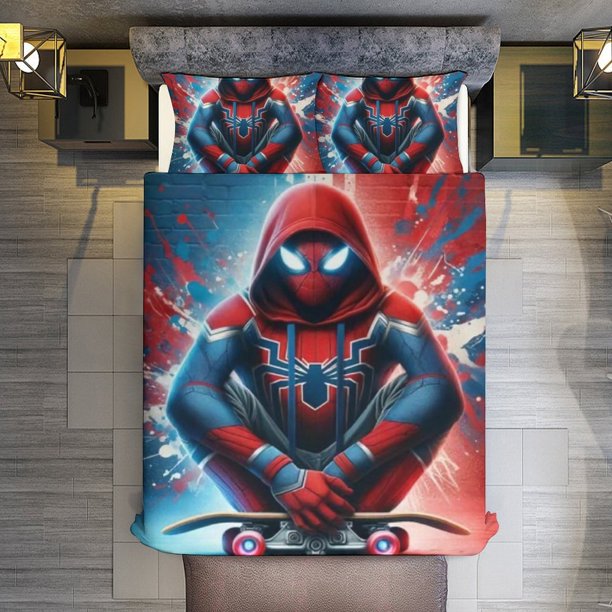 Cool Spider-Man Comforter Set for Kids Boys Teen Men Tween 3D Lightweight Microfiber Bedding Sets