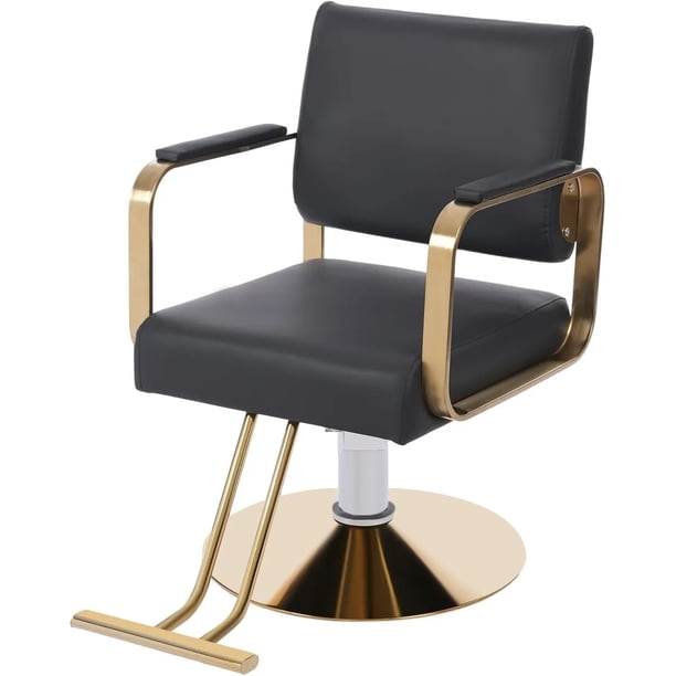 Silla de peluquería hidráulica para peluquería, estilo clásico, giratoria, de piel, para peluquería, champú, tatuaje, spa, equipo de belleza para peluquería, mujeres, hombre, color negro