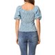 thumbnail image 3 of INSPIRE CHIC Blusa Floral de Mujer con Escote Cuadrado de Corazón, Mangas Abullonadas, Espalda Fruncida, Top Casual Azul L, 3 of 6