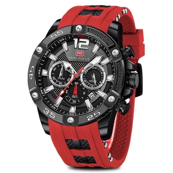 Reloj AIMES, elegante cronógrafo analógico de cuarzo rojo para hombre