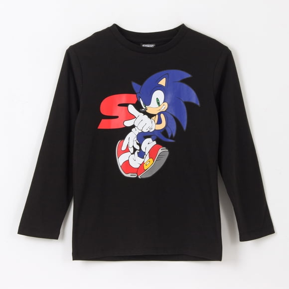 Polera Manga Larga Niño Personaje Negro Sonic