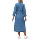 thumbnail image 3 of INSPIRE CHIC Vestido Vaquero de Mujer Regreso a Clases Ajuste Holgado Manga 3/4 Botones Abajo Midi Vestido de Mezclilla XL Azul, 3 of 6