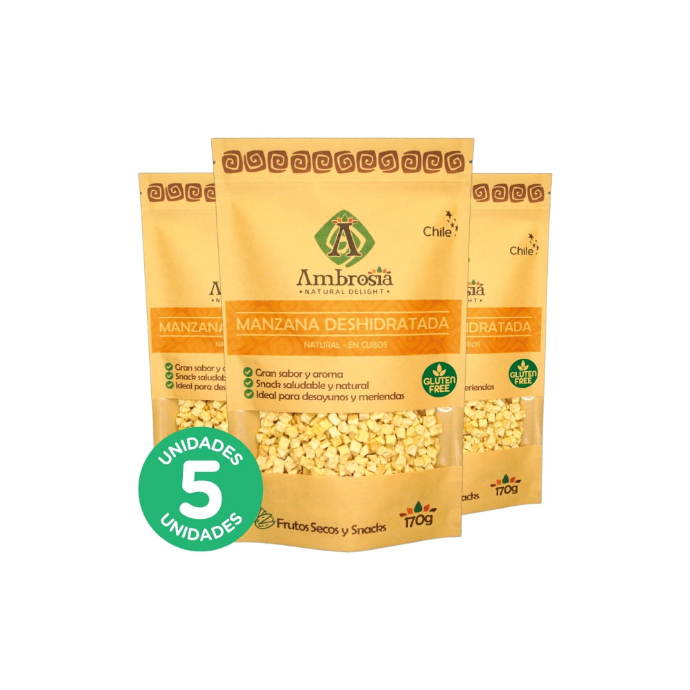 Ambrosia Spa - Pack 5, Manzana Deshidratada 170gr