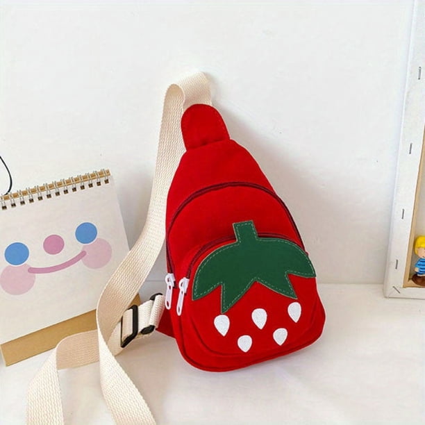 Cute Strawberry Pattern Kids Messenger Bags, Outdoor Leisure Children Shoulder Chest Bag For Boys Girls, Zipper Pack