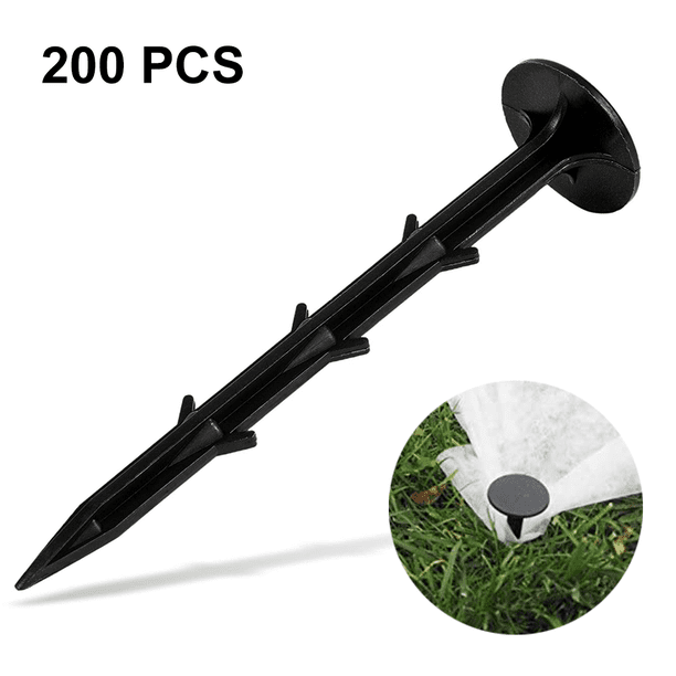 100/200 piezas de estacas de plástico para jardín, anclajes, picos de anclaje de plástico para paisajismo, para sujetar la red de jardín, clavo de plástico para tierra.