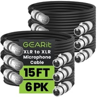 Cables Xlr Gearit Para Micrófono Macho A Hembra, 3 Pines, 4,5 M, Paquete De 6