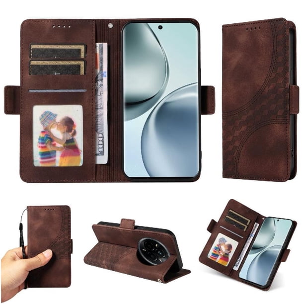 Carcasa FOXDOCK Realme 14 Pro de cuero PU, diseño acolchado clásico, protección contra caídas y rayones