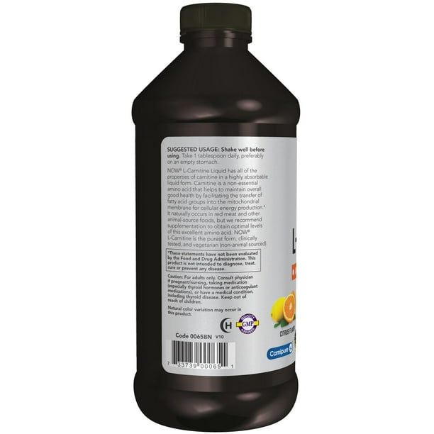 Suplement Now Foods L-carnitina líquida, cítricos, 473 ml