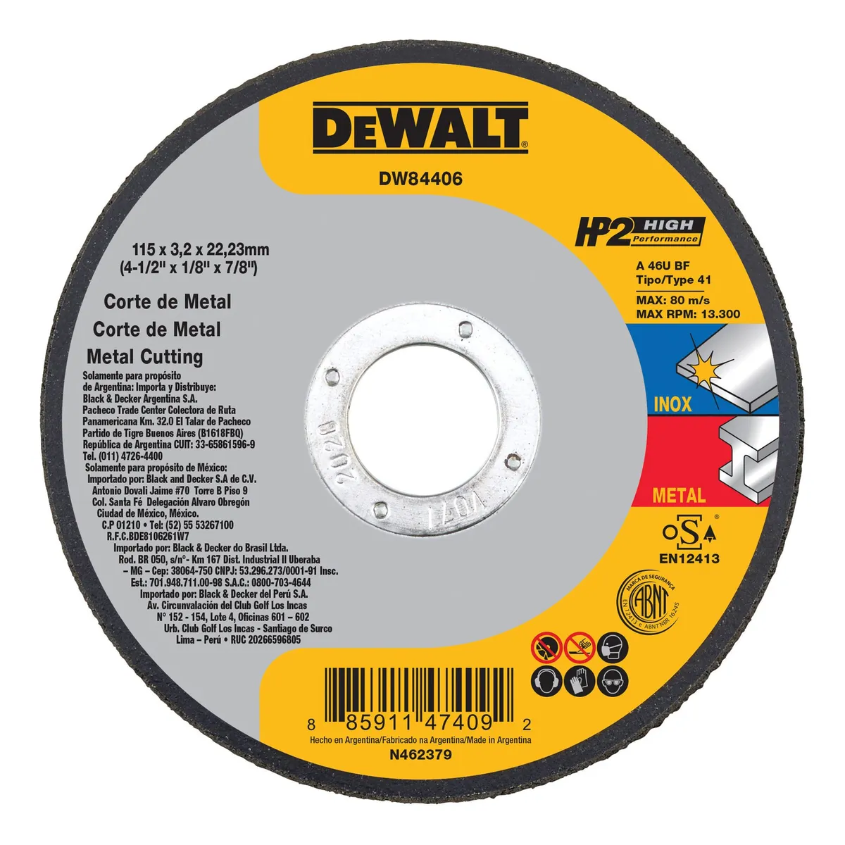 Dewalt - Pack 25 Discos Corte 4 1 2 X3 0 Ai Dw84406