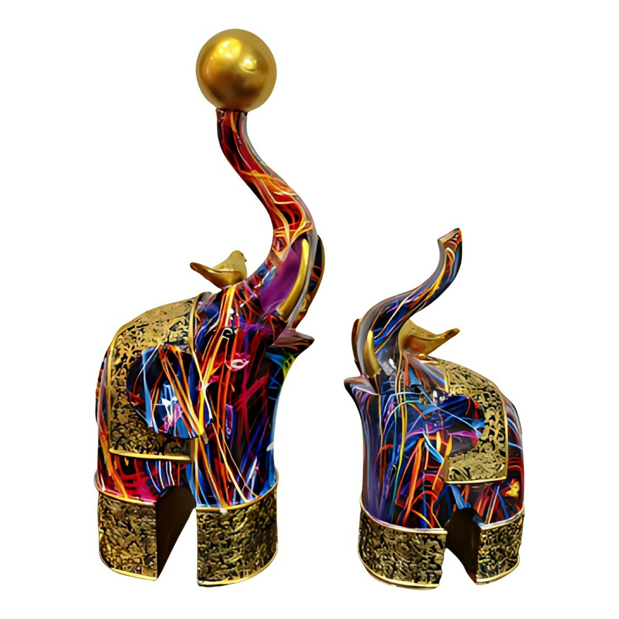 Genérico - Set 2 Figura Decorativa Elefante Graffiti Colorido Hogar Jhn