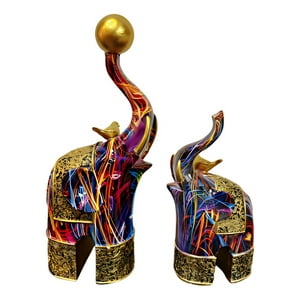 Genérico - Set 2 Figura Decorativa Elefante Graffiti Colorido Hogar Jhn