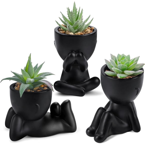 Suculentas Artificiales 3pcs Negro 13cm