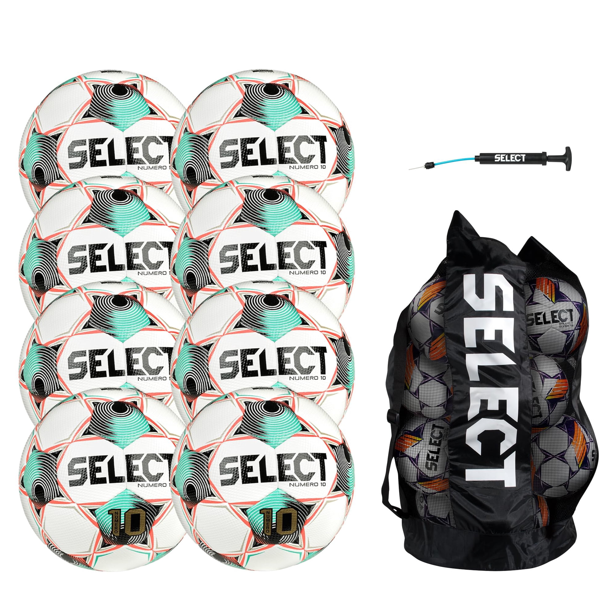 Paquete De 8 Pelotas Soccer Ball Select Número 10 Con Bolsa Y Bomba Tamaño 5