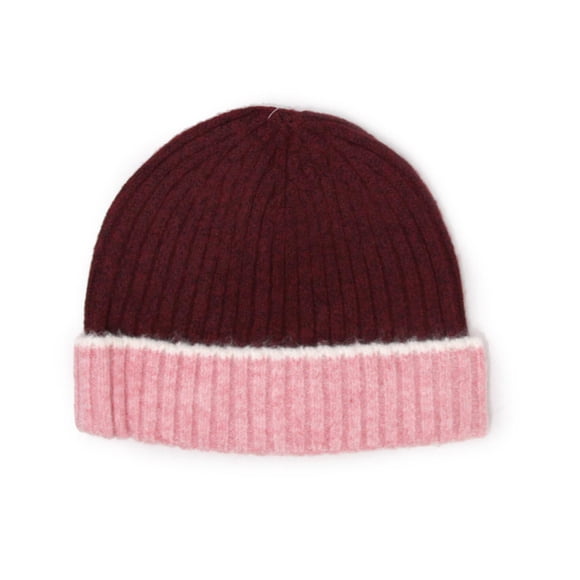 Gorro De Lana Bicolor Unisex Invierno Colores Casual Vino Talla Única