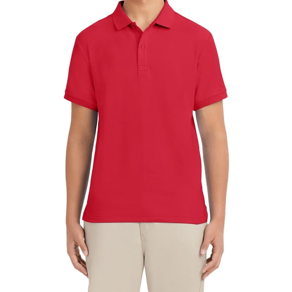 Polo Izod de manga corta en piqué para hombre, color rojo, talla 42-43