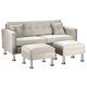 thumbnail image 4 of Sofa New Retro 3 Cuerpos Más 2 Pouf Felpa 12 Gris, 4 of 5
