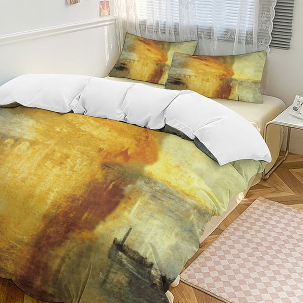 Oil Painting Style 3-Piece Twin Bed Set - Includes 1 Single Comforter And 2 Pillowcases Bedding - Fade Resistant Microfiber - Oil Painting Style