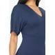 thumbnail image 5 of Saronite Vestido Mini Básico Ajustado de Manga Corta con Cuello en V, Azul Marino (para Mujer), 5 of 5