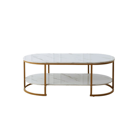 Mesa de Centro Elegance estilo marmol White and Gold