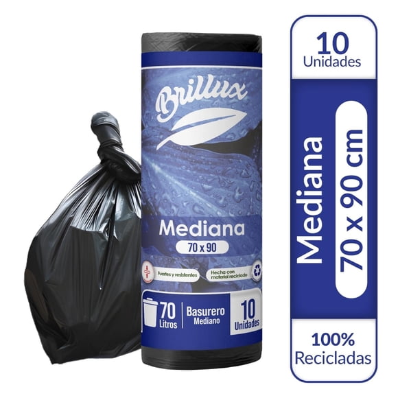 Bolsa de Basura Mediana 70x90 10 Unidades Gruesas Vitrauss negro