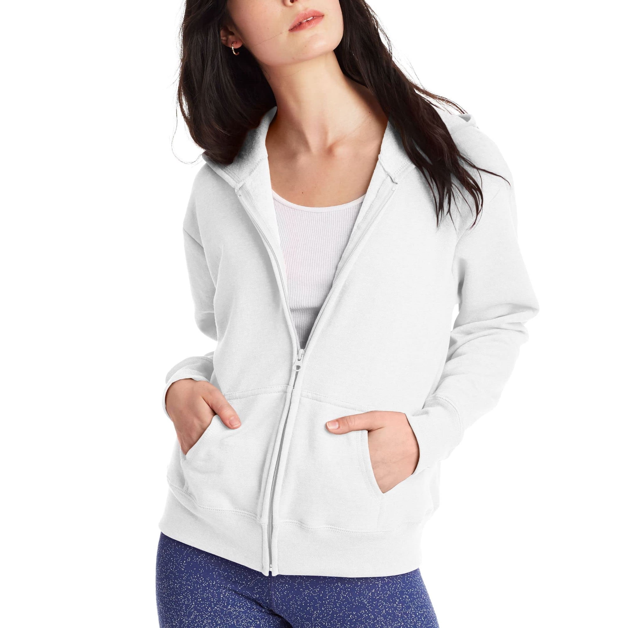 Sudadera Con Capucha Hanes Ecosmart Full-zip Para Mujeres Blanca
