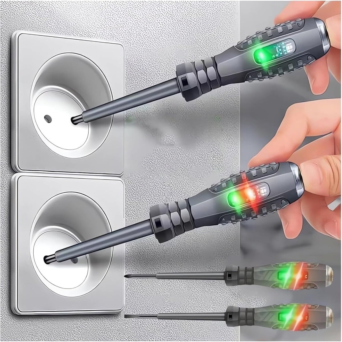 Destornillador 2en1 Lionice Magnatico Tester Voltaje Plano Cruz