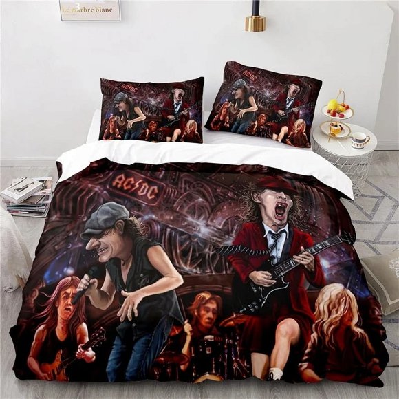 x121 Bed SheetsAustralia AC DC Music Brand Bedding Set Printed Duvet Cover Set with Pillowcases Twin Full Size Dropshipping pcs 3-Piece Bedding Set (1 Duvet Cover + 2 Pillow Shams) nj121