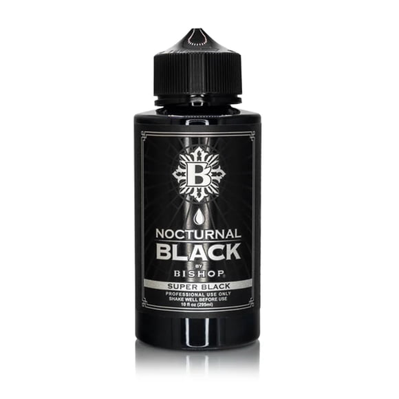 Tinta para tatuajes BISHOP 295 ml Super Black, esterilizada