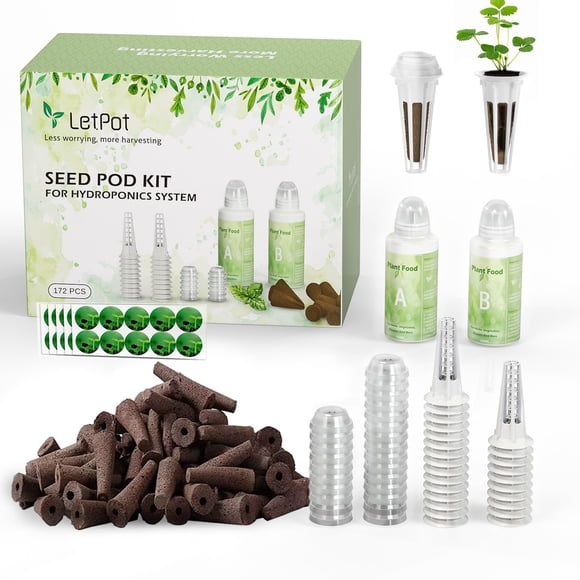 Kit de semillas y esponjas para cultivo Hydroponics, 172 unidades, LetPot