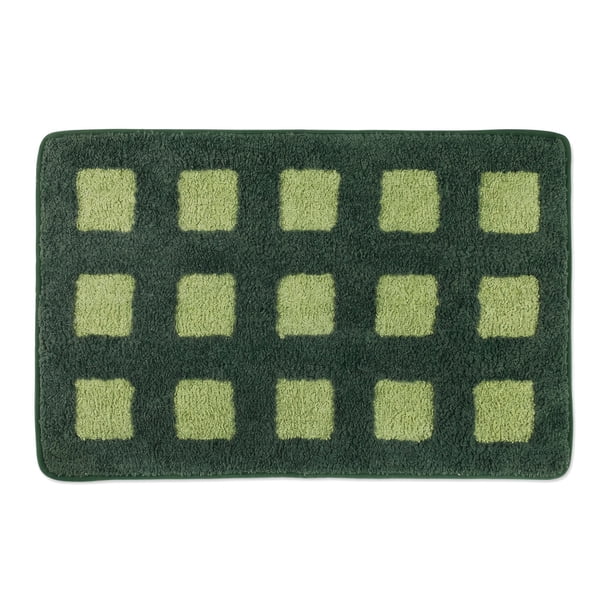 REGALWOVEN Alfombras de Baño Absorbentes Antideslizantes Alfombra de Baño a Cuadros Suave y Acolchada para Decoración del Hogar Verde 24" x 16"