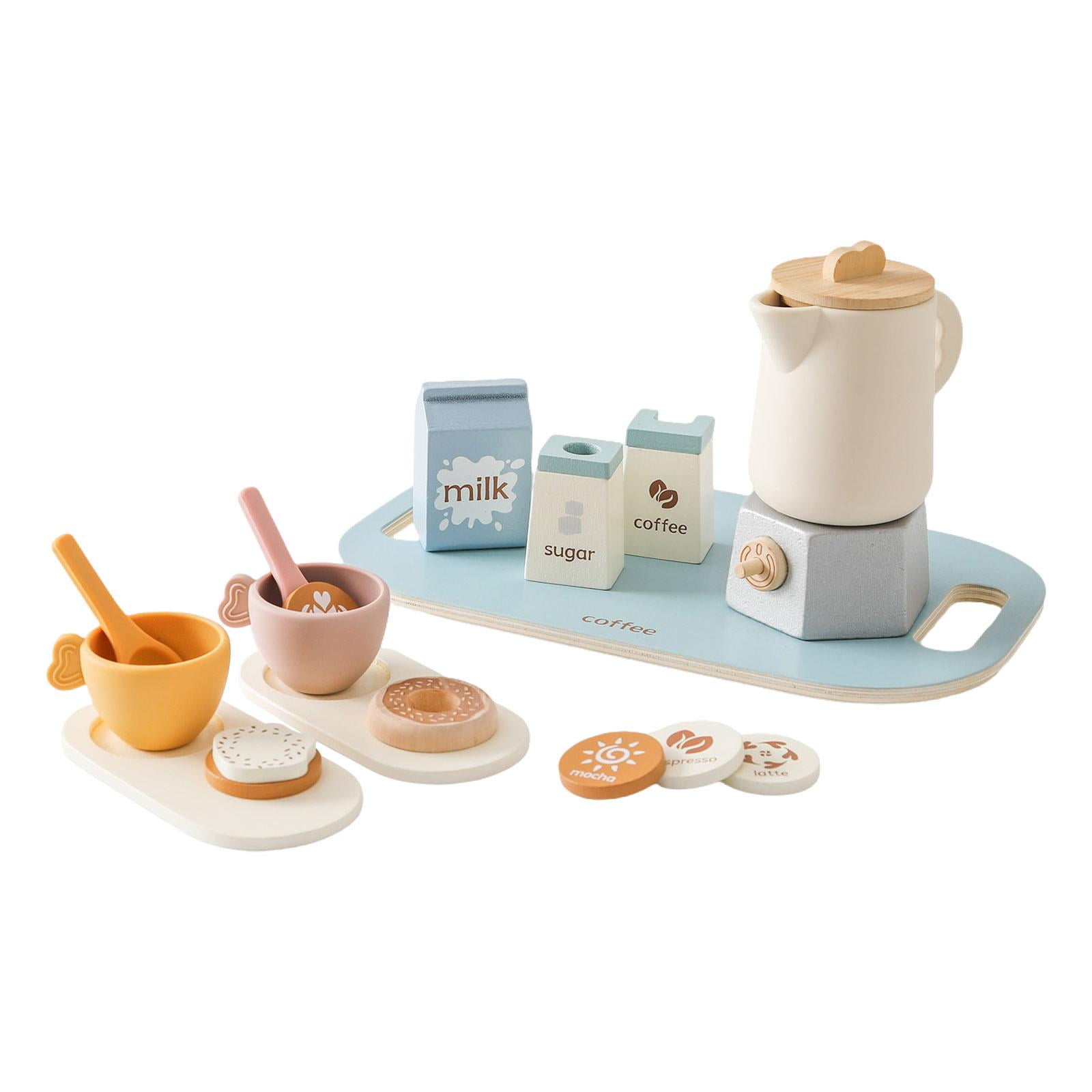 Magideal - Juego De Fiesta De Té De Madera Para Niñas Pequeñas, Juego De Comida Para Niños, Fiesta De Té, Azúcar, Vajilla De Café, Juego De Té De Madera Para Niñ