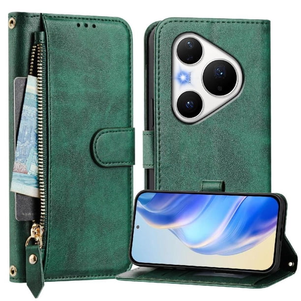 FOXDOCK Funda Tipo Cartera para Xiaomi Poco M6 Plus Cuero PU con Cremallera y Correa de Muñeca, Ranuras para Tarjetas, Soporte Plegable, Cierre Magnético