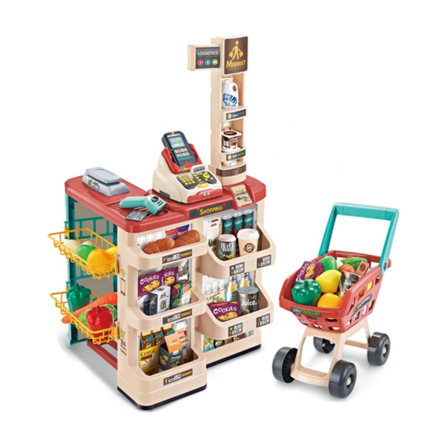 Genérico - Juguete Set Supermercado Con Carrito 48 Piezas Sonidos Infantil