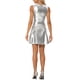 thumbnail image 3 of INSPIRE CHIC Vestido de Halloween para Mujer sin Mangas de Cintura Alta Brillante Ajustado y Acampanado Mini Vestido Plateado Brillante XL, 3 of 6