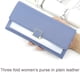 thumbnail image 5 of Monedero de mujer de tres pliegues, largo y sencillo, de color liso, con broche a cuadros, 5 of 6