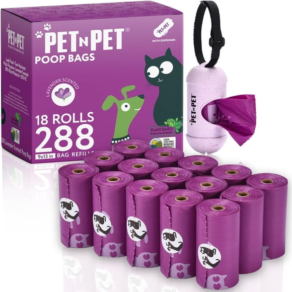 PET N PET Poop Bags for Dogs, 288 unidades, lavanda