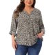 thumbnail image 1 of Agnes Orinda Camisas Florales de Talla Grande para Mujer con Cuello en V con Muesca, Mangas Largas Enrollables, Botones Abajo, Blusas Casuales 1X Negro, 1 of 6