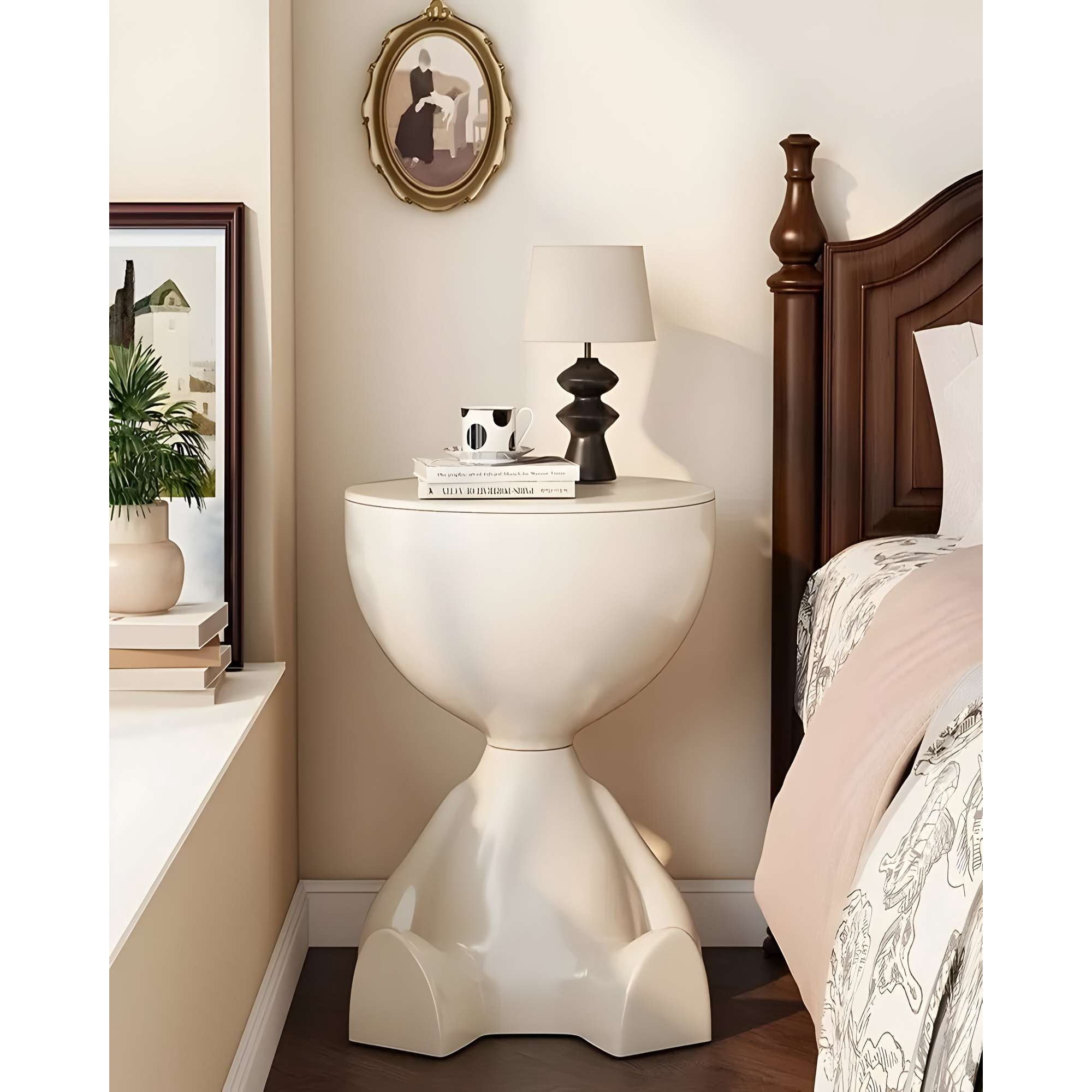 Genérico - Mesa De Arrimo Escultural Blanco Invierno