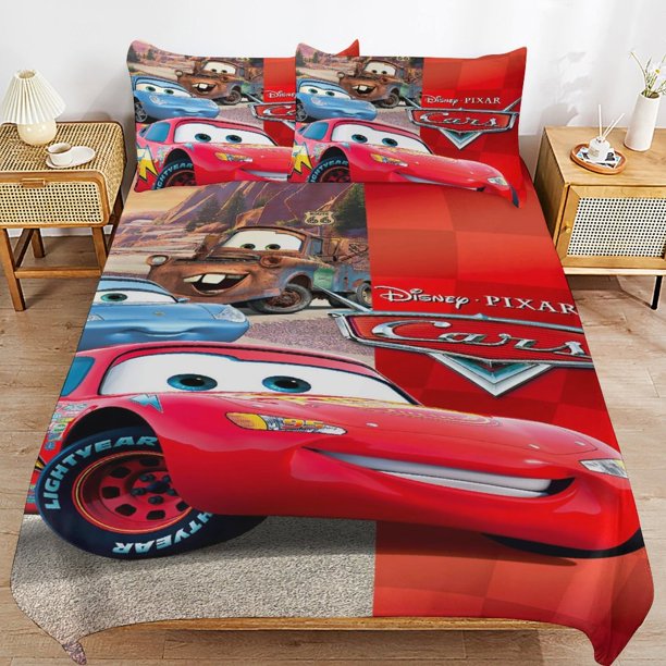 Lightning McQueen Bedding Set Sheet Set for Kids Adults All Season Lightweight Bedding Set
