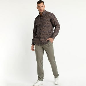 Truval - Camisa Trevira Estampada Café Oscuro Cafe Xl